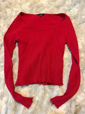 Ambiance Red Ribbed Lettuce Trim Long Sleeve